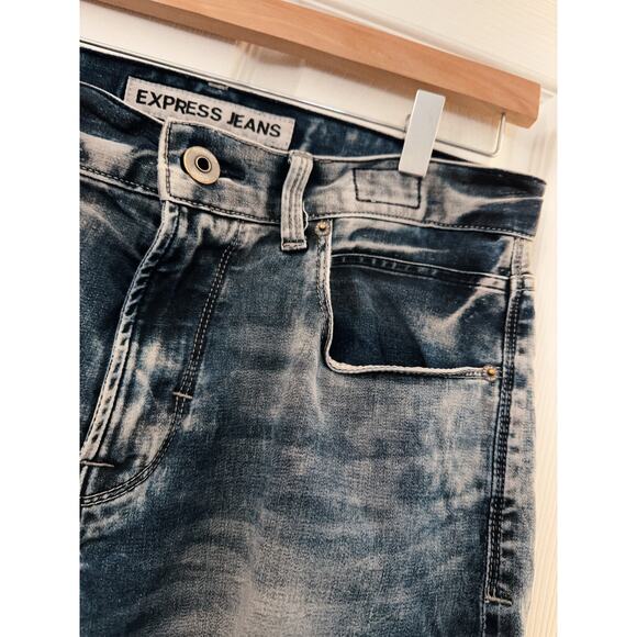 Express Rocco Denim Jeans Distressed Slim Pant - Picture 4 of 9